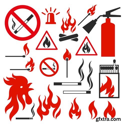 Stock Vectors - Firefighter, fire-fighting equipment, 25xEPS