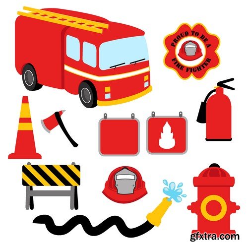 Stock Vectors - Firefighter, fire-fighting equipment, 25xEPS