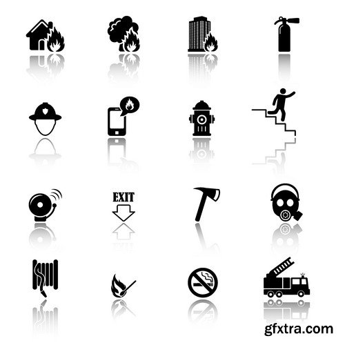 Stock Vectors - Firefighter, fire-fighting equipment, 25xEPS