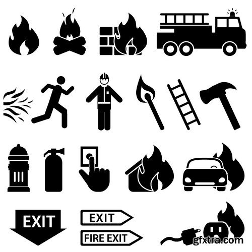 Stock Vectors - Firefighter, fire-fighting equipment, 25xEPS