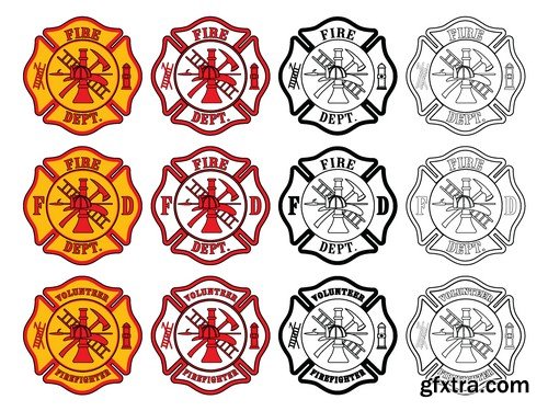 Stock Vectors - Firefighter, fire-fighting equipment, 25xEPS