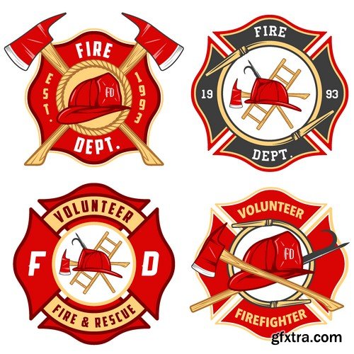 Stock Vectors - Firefighter, fire-fighting equipment, 25xEPS