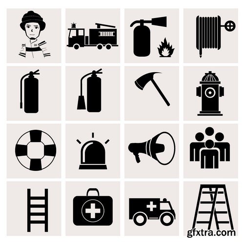 Stock Vectors - Firefighter, fire-fighting equipment, 25xEPS