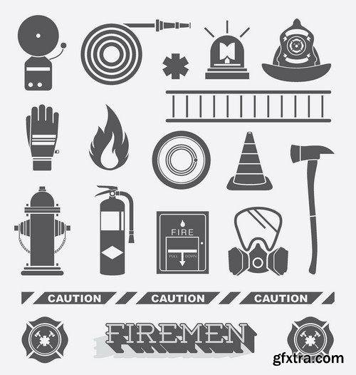 Stock Vectors - Firefighter, fire-fighting equipment, 25xEPS