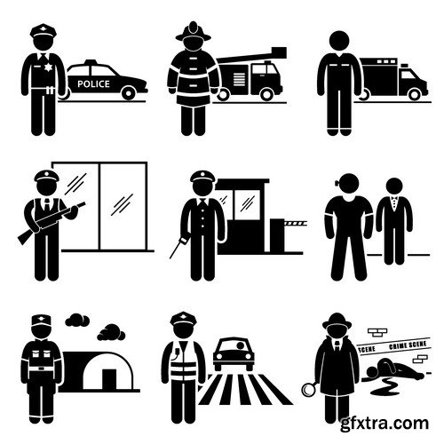 Stock Vectors - Firefighter, fire-fighting equipment, 25xEPS