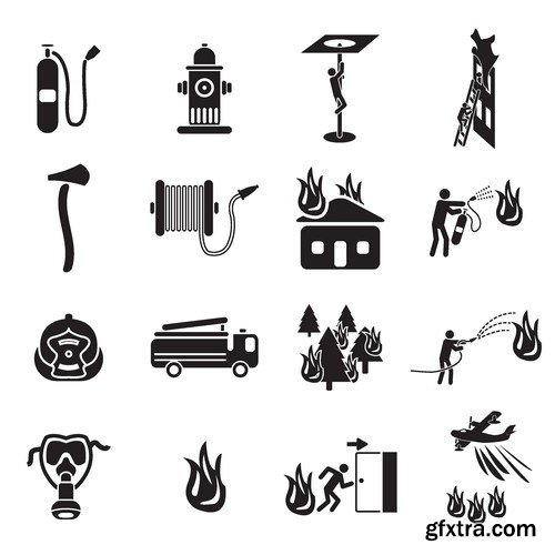 Stock Vectors - Firefighter, fire-fighting equipment, 25xEPS