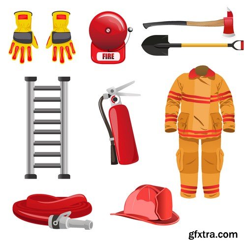 Stock Vectors - Firefighter, fire-fighting equipment, 25xEPS