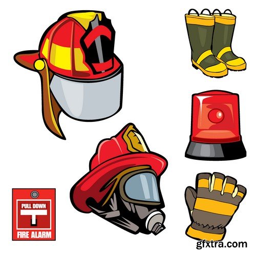 Stock Vectors - Firefighter, fire-fighting equipment, 25xEPS