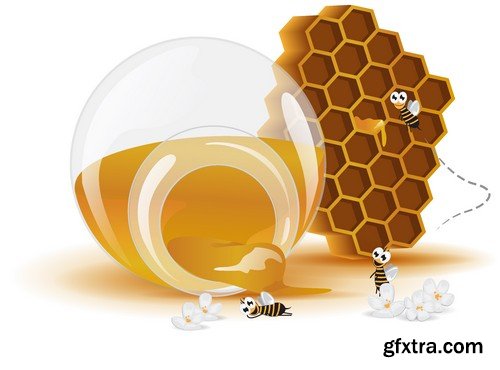 Stock Vectors - Honey, Bee, 25xEPS