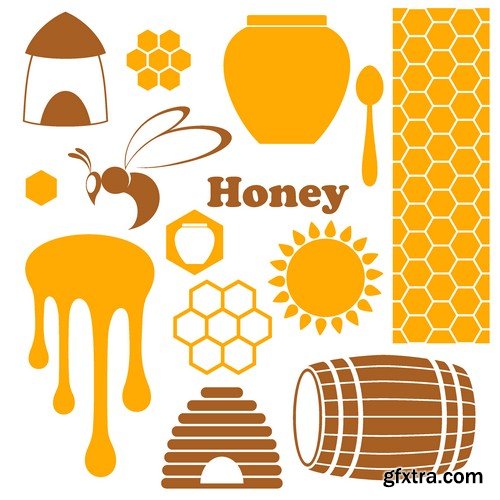 Stock Vectors - Honey, Bee, 25xEPS