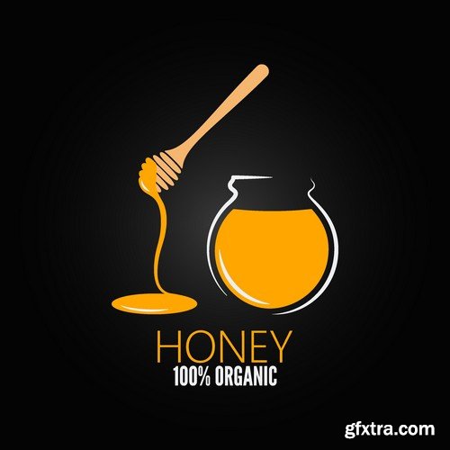 Stock Vectors - Honey, Bee, 25xEPS