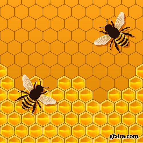 Stock Vectors - Honey, Bee, 25xEPS