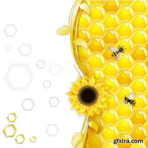 Stock Vectors - Honey, Bee, 25xEPS