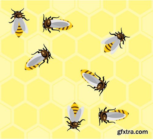 Stock Vectors - Honey, Bee, 25xEPS