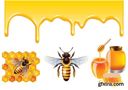 Stock Vectors - Honey, Bee, 25xEPS