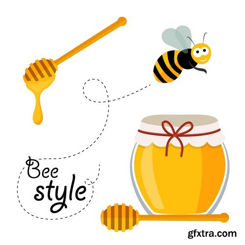 Stock Vectors - Honey, Bee, 25xEPS