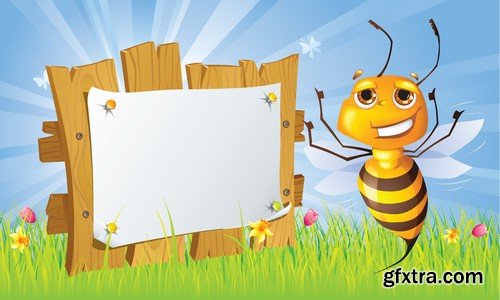 Stock Vectors - Honey, Bee, 25xEPS