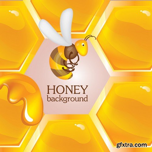 Stock Vectors - Honey, Bee, 25xEPS