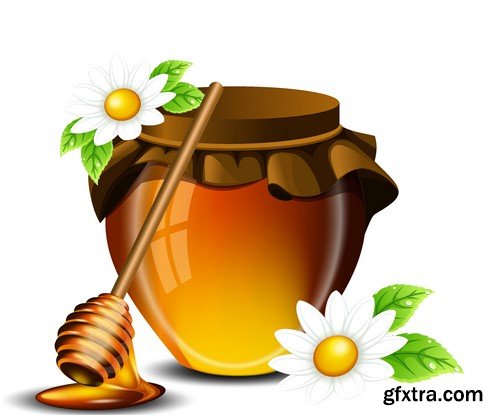 Stock Vectors - Honey, Bee, 25xEPS