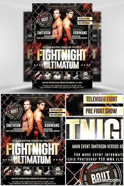 Fightnight Ultimatum MMA Flyer Template