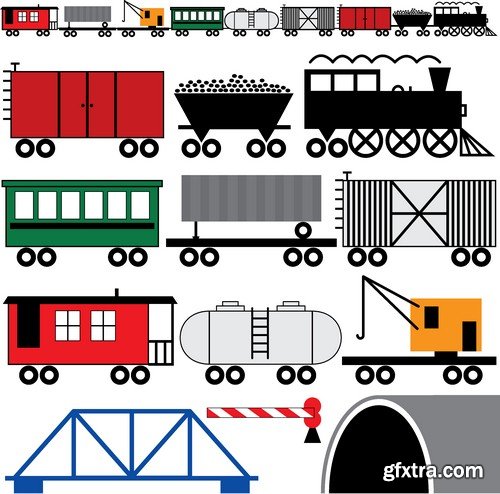 Stock Vectors - Train, 25xEPS