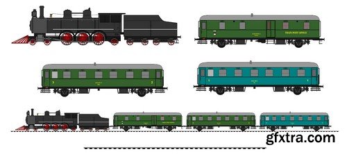 Stock Vectors - Train, 25xEPS