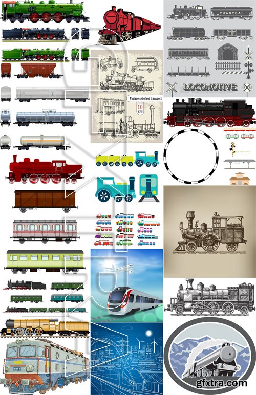 Stock Vectors - Train, 25xEPS