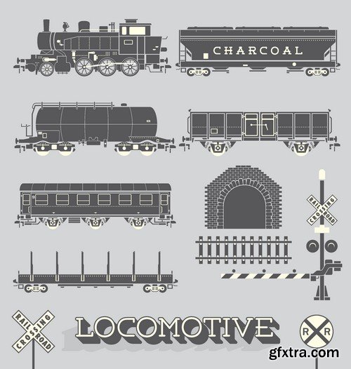 Stock Vectors - Train, 25xEPS