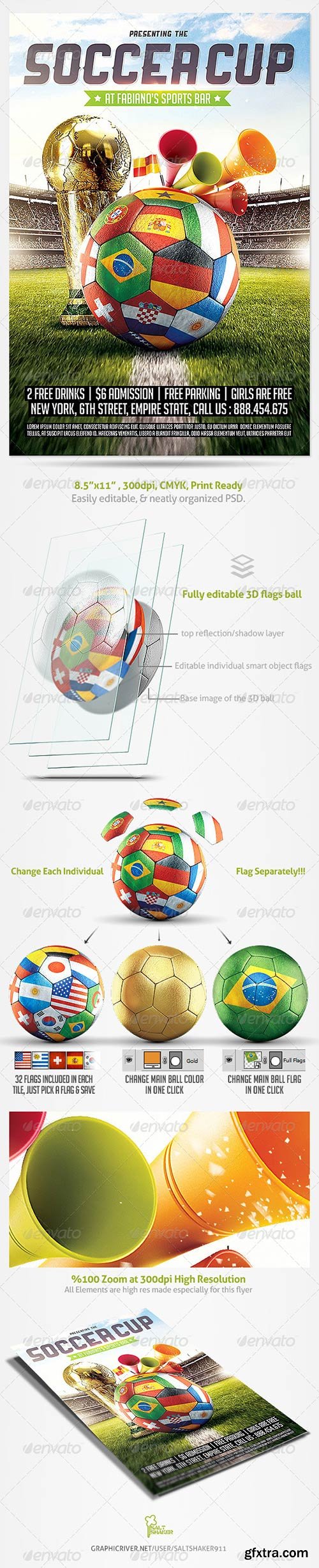 GraphicRiver - Brazil Soccer Cup 2014 Football flyer