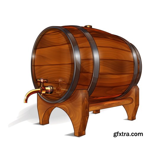 Amazing SS - Wooden casks with alcohol drinks, 22xEPS