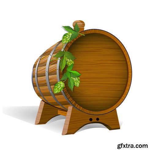 Amazing SS - Wooden casks with alcohol drinks, 22xEPS