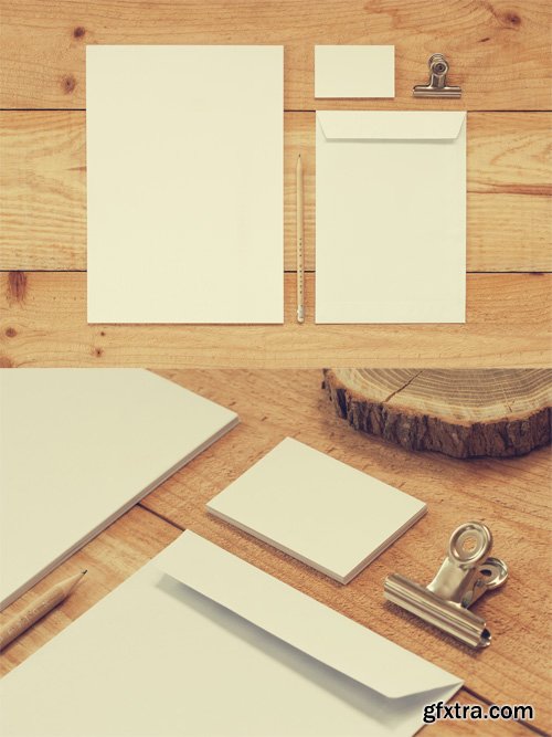 2 Wood Stationery Mock-up Templates