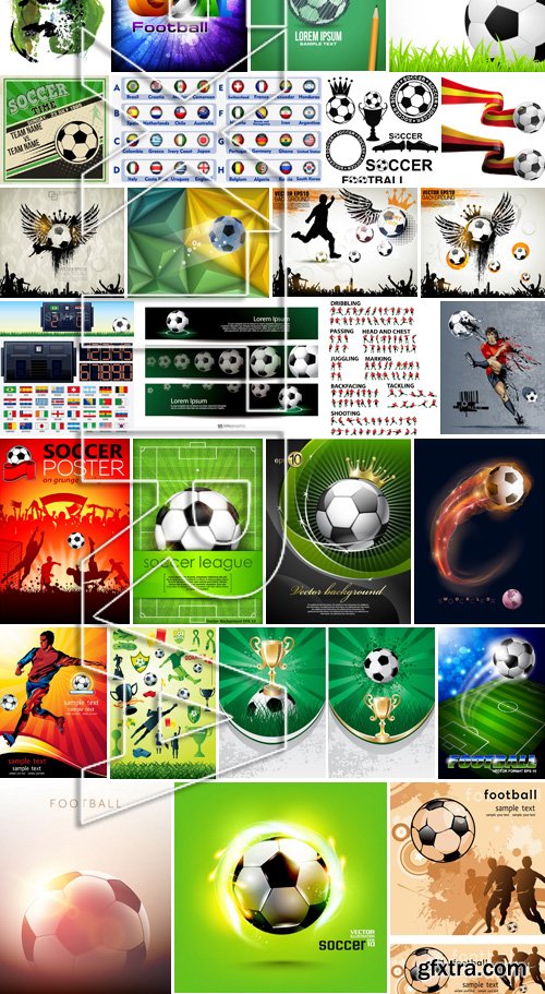 Stock Vectors - Football, soccer 5, 40xEPS