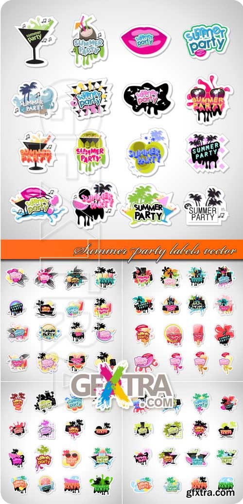 Summer party labels vector