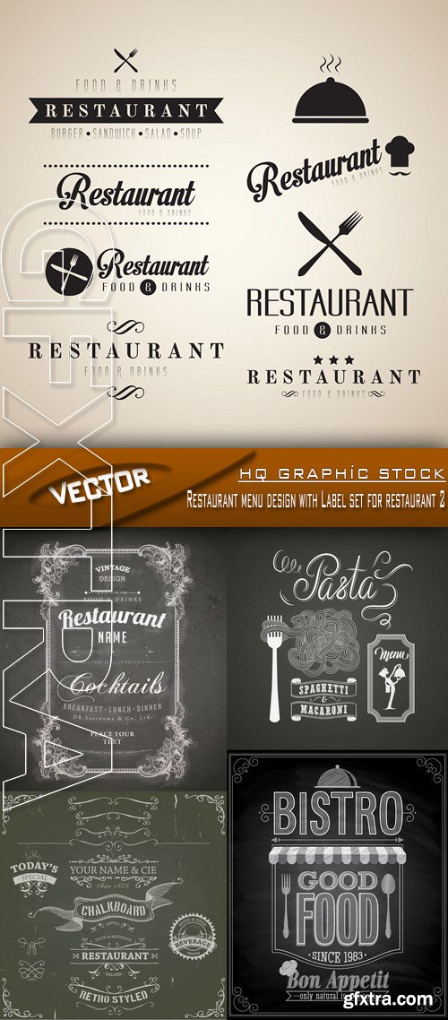 Stock Vector - Restaurant menu design with Label set for restaurant 2