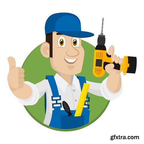 Stock Vectors - Construction Worker, 25xEPS