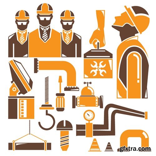 Stock Vectors - Construction Worker, 25xEPS