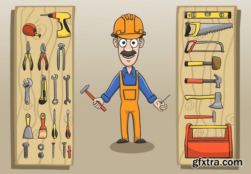 Stock Vectors - Construction Worker, 25xEPS