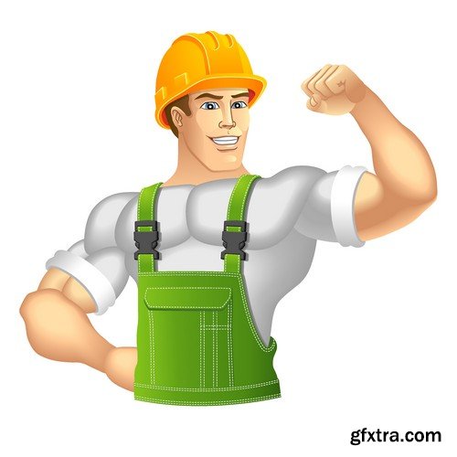 Stock Vectors - Construction Worker, 25xEPS