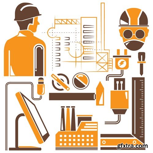 Stock Vectors - Construction Worker, 25xEPS