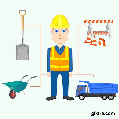 Stock Vectors - Construction Worker, 25xEPS