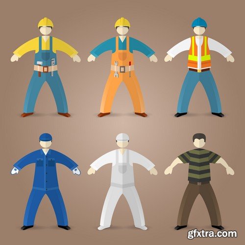 Stock Vectors - Construction Worker, 25xEPS