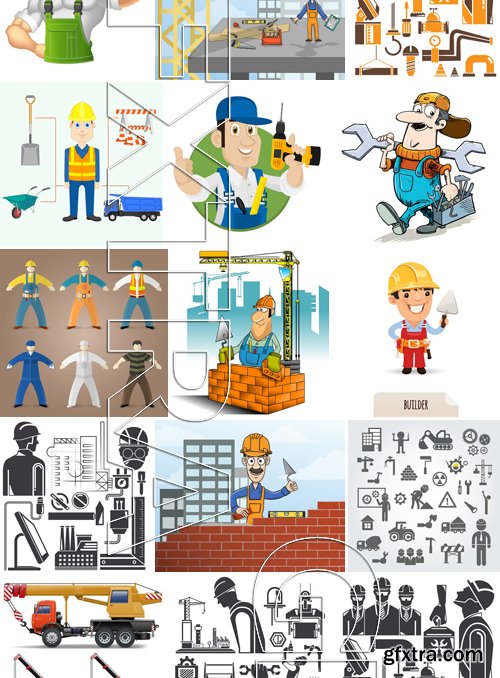 Stock Vectors - Construction Worker, 25xEPS