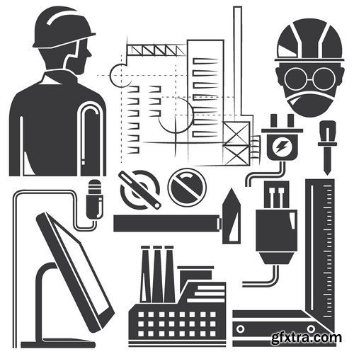 Stock Vectors - Construction Worker, 25xEPS