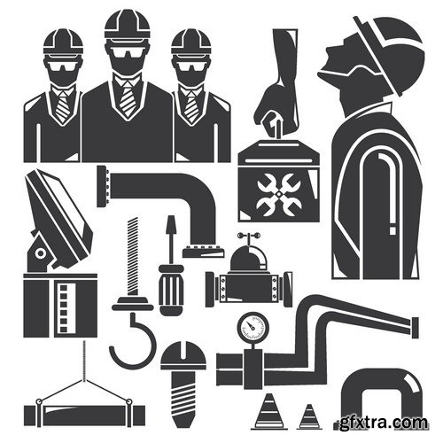 Stock Vectors - Construction Worker, 25xEPS