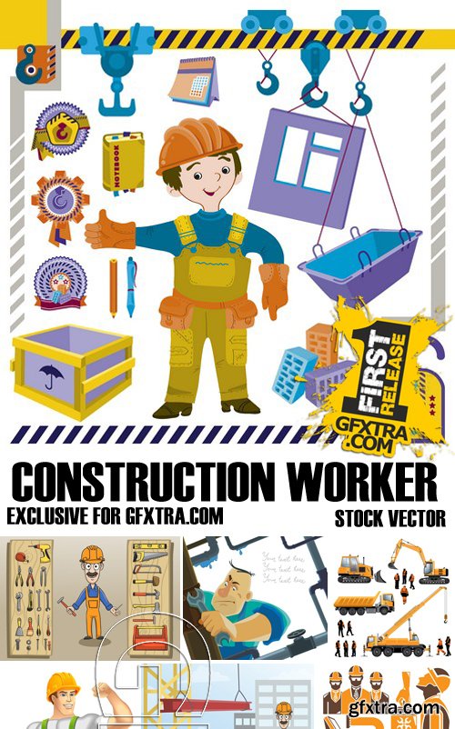 Stock Vectors - Construction Worker, 25xEPS