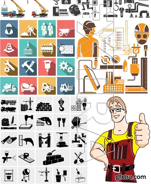 Stock Vectors - Construction Worker, 25xEPS