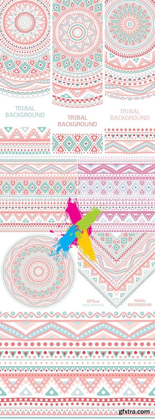 Tribal Ethnic Pastel Backgrounds Vector