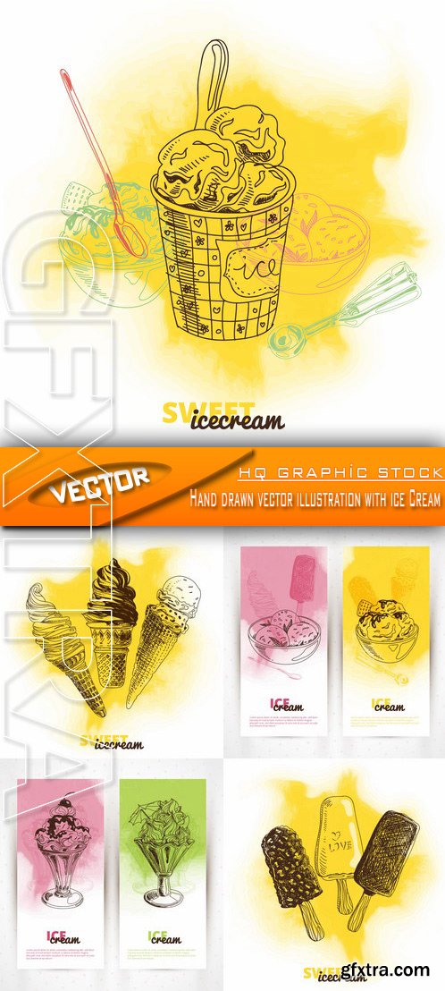 Stock Vector - Hand drawn vector illustration with ice Cream