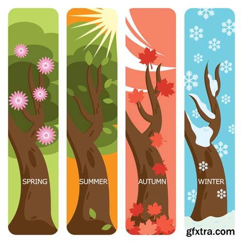 Four season elements and illustrations, 25xEPS